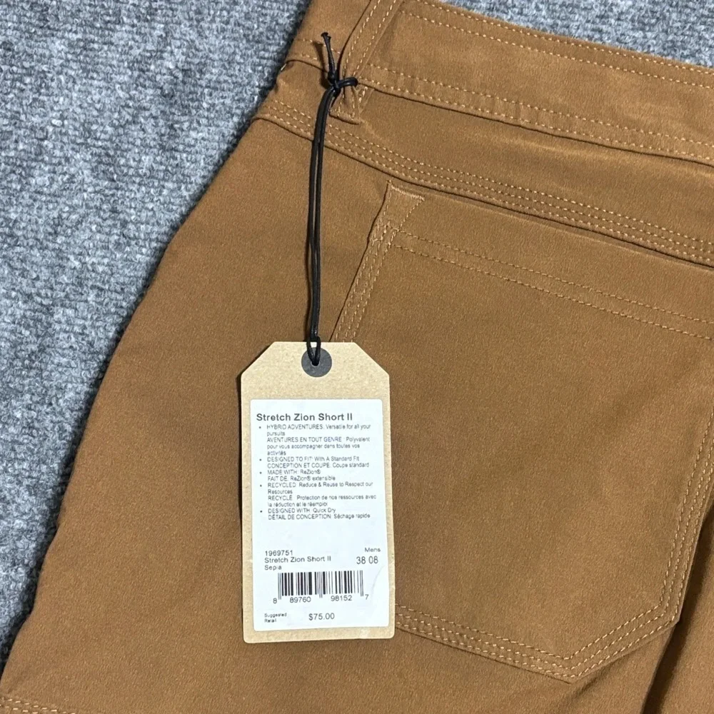 Prana Stretch Zion II Men’s Shorts NWT Size 38 Hiking Outdoor